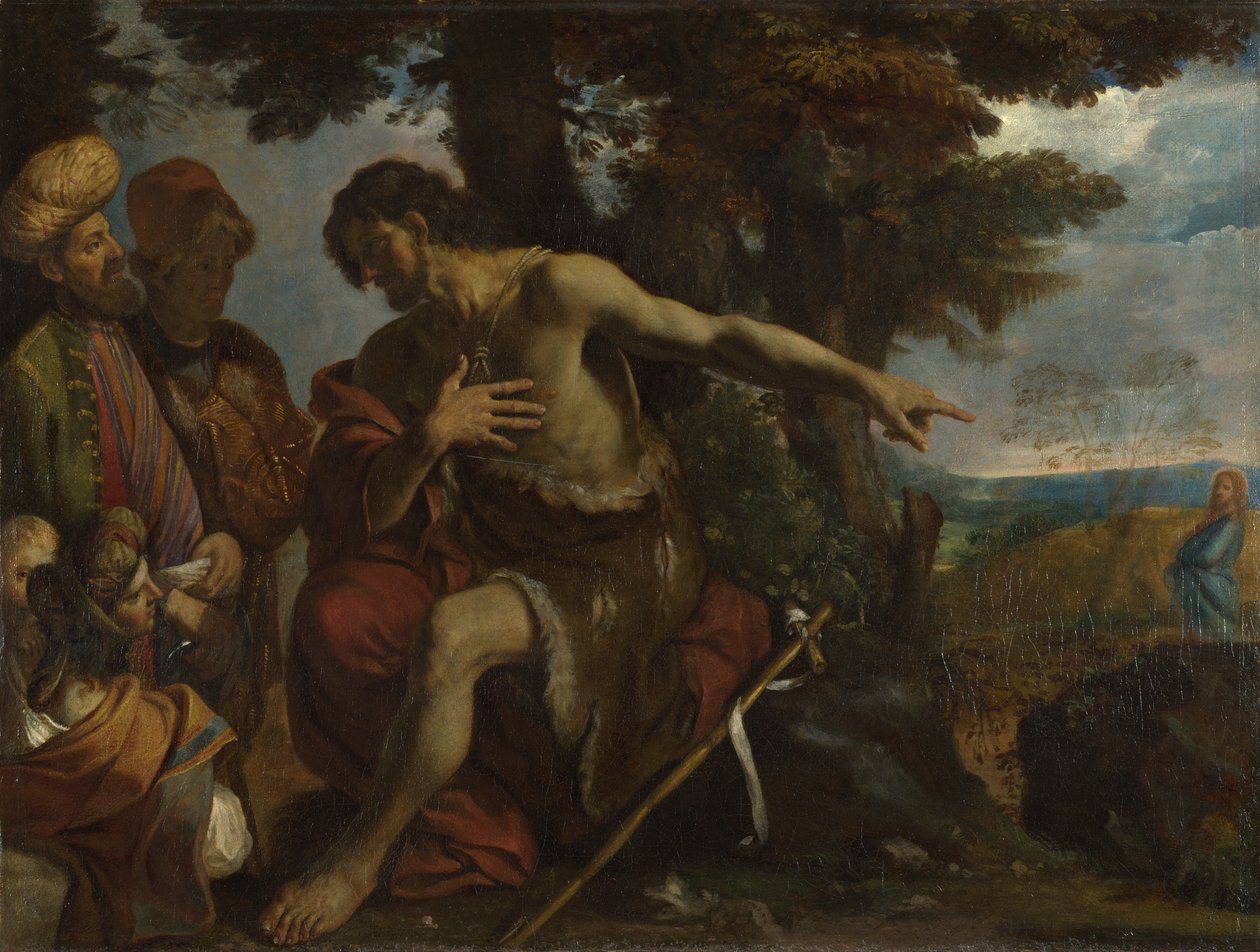 Johannes Döparen predikar i vildmarken, ca. 1640 av Pier Francesco Mola