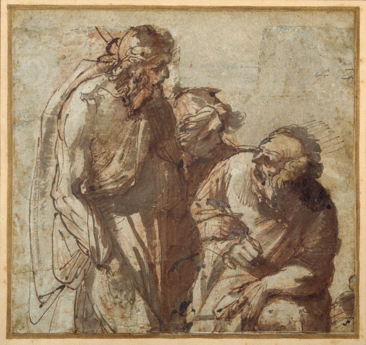 St Peter förnekar Kristus (penna & brunt bläck med brun tvätt) av Pier Francesco Mola