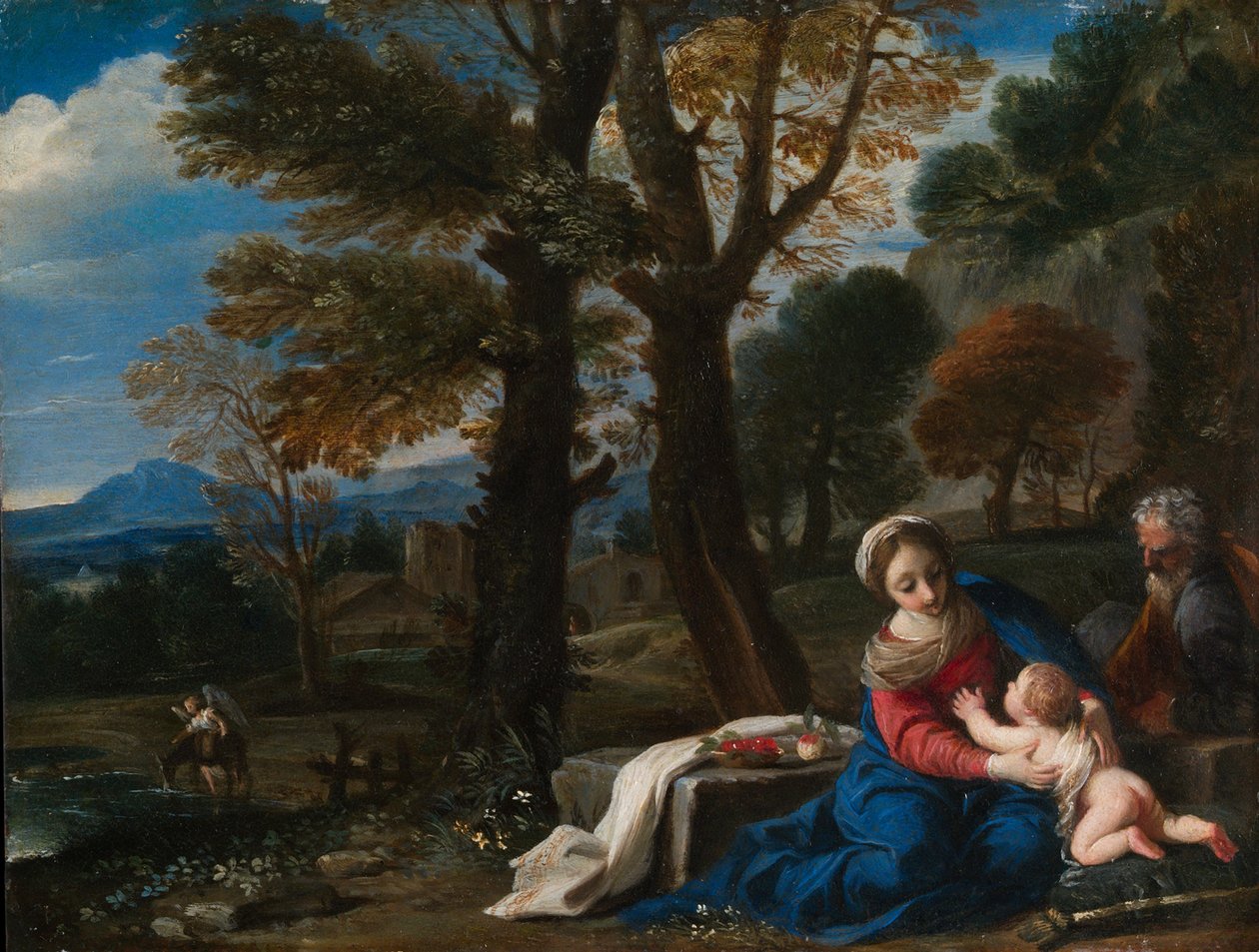 The Rest on the Flight into Egypt, c.1645 (olja på koppar) av Pier Francesco Mola