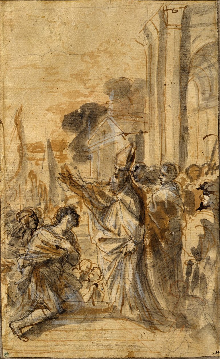 Die Predigt des Hl. Barnabas av Pier Francesco Mola