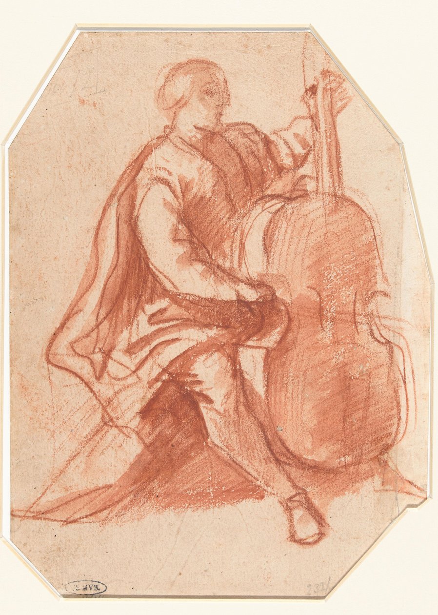 Viola da Gamba-Spieler, Dreiviertel von der Seite av Pier Francesco Mola