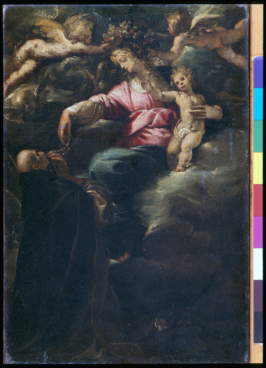 Madonna från Rosenkransen med Kristusbarnet, St Dominic och två änglar, ca 1617 (olja på duk) av Pier Francesco Morazzone