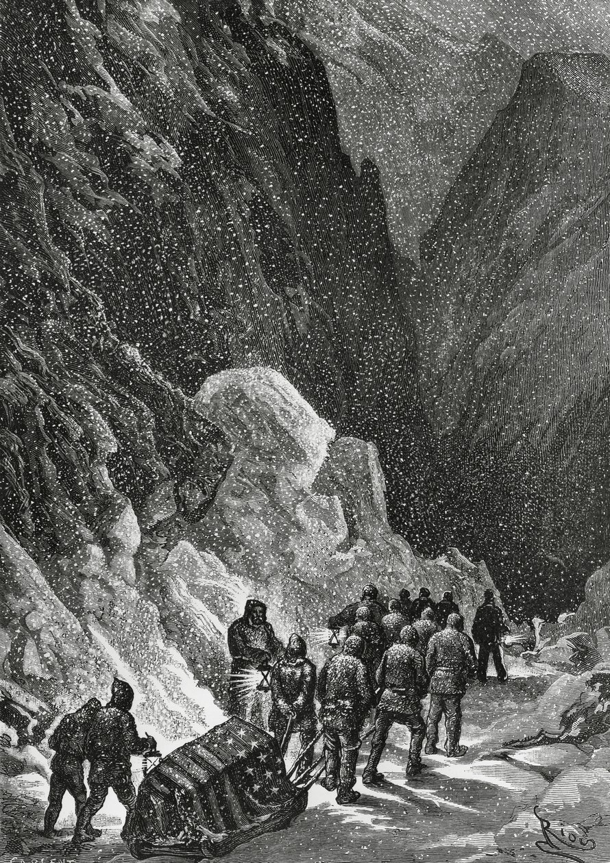 Begravning av kapten Charles Francis Hall (1821-1871), amerikansk upptäcktsresande, Grönland, november 1871, Polaris expedition av Blaise Nicolas Le Sueur