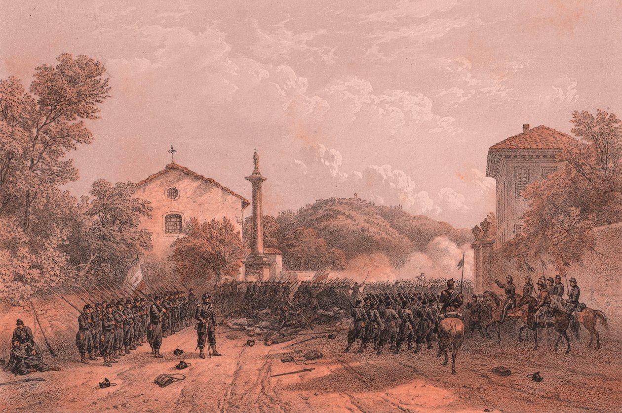 Försvar av Varese av Garibaldis trupper av Blaise Nicolas Le Sueur