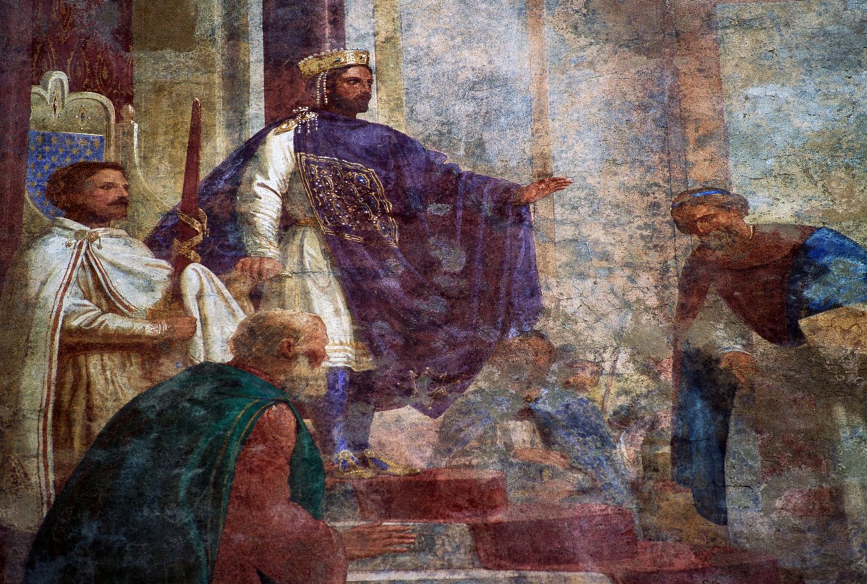 Detalj från fresker på fasaden av Palazzo Thiene (1400-talet), Vicenza (UNESCOs världsarvslista av Blaise Nicolas Le Sueur