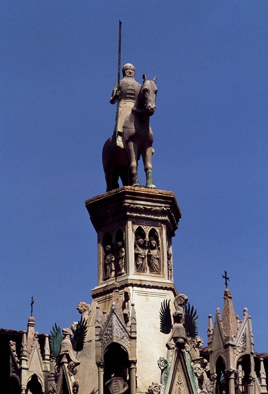 Ryttarstatyn av Cansignorio della Scala, Cansignorio della Scalas grav, verk av Bonino da Campione (1325-1397), Scaliger-gravar, Verona, Veneto, Italien av Blaise Nicolas Le Sueur