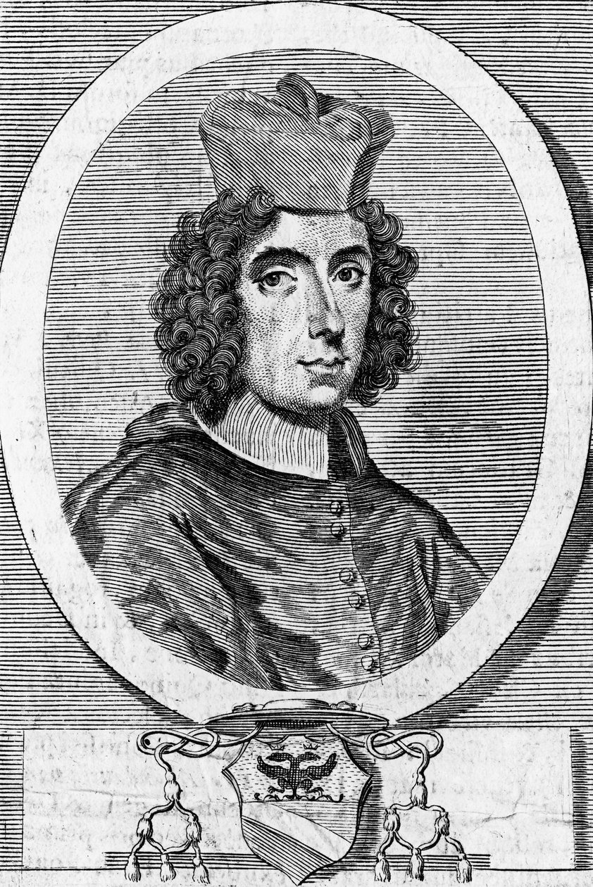 Porträtt av Giambattista Rubini (1642-1707), italiensk kardinal och biskop, gravyr av Blaise Nicolas Le Sueur