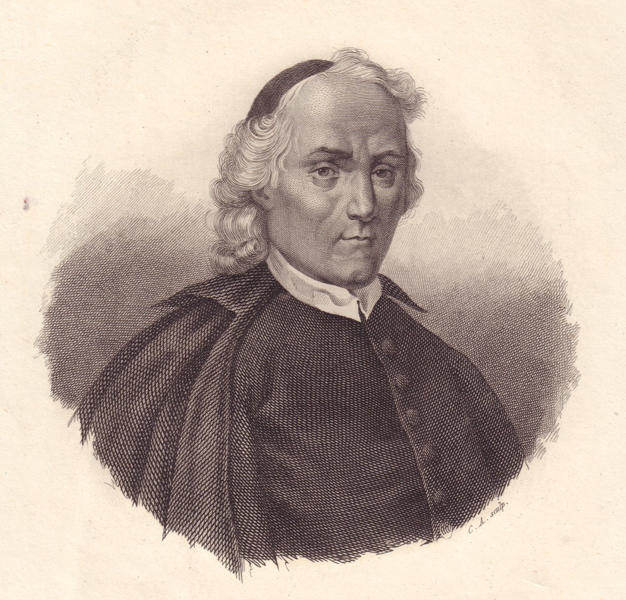 Porträtt av den italienske presbyterianen och historikern Ludovico Antonio Muratori (1672-1750), kopparstick av Blaise Nicolas Le Sueur
