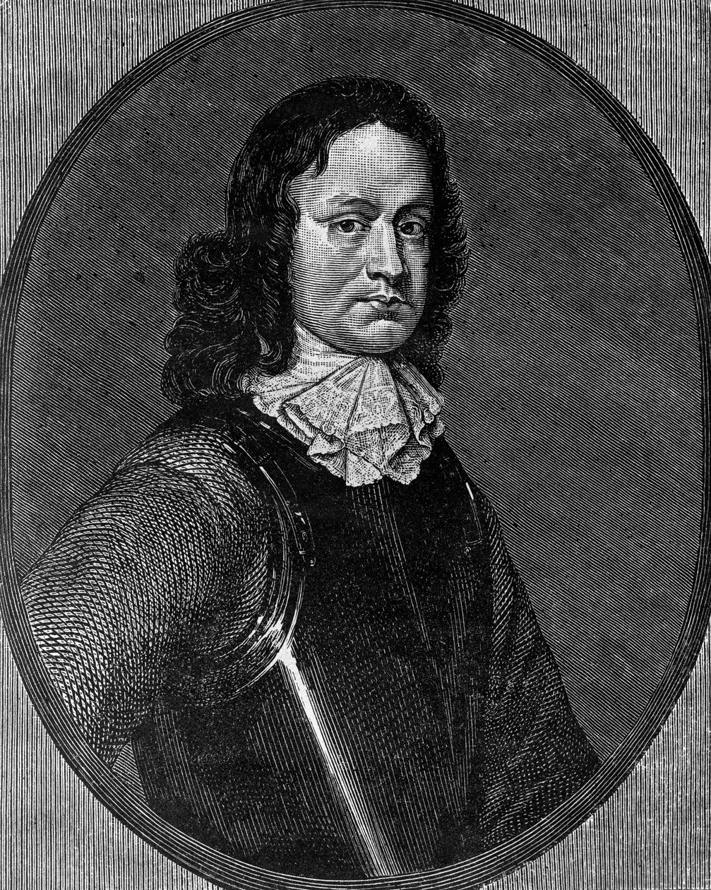 Porträtt av John Hampden (cirka 1595-1643), engelsk politiker, gravyr av Blaise Nicolas Le Sueur