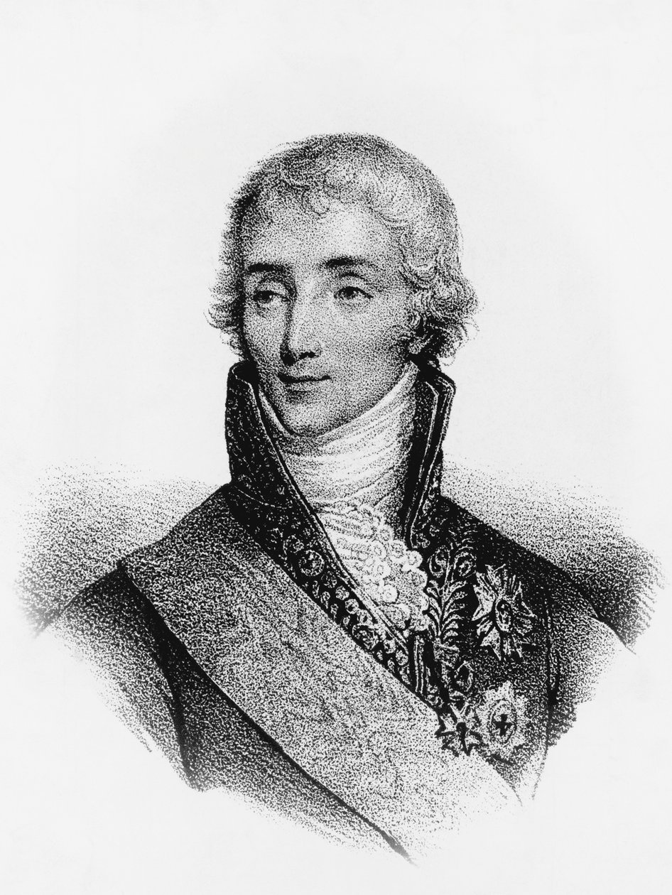 Porträtt av Joseph Fouche (1759-1820), fransk statsman och polisminister under Napoleon I, gravyr av Blaise Nicolas Le Sueur