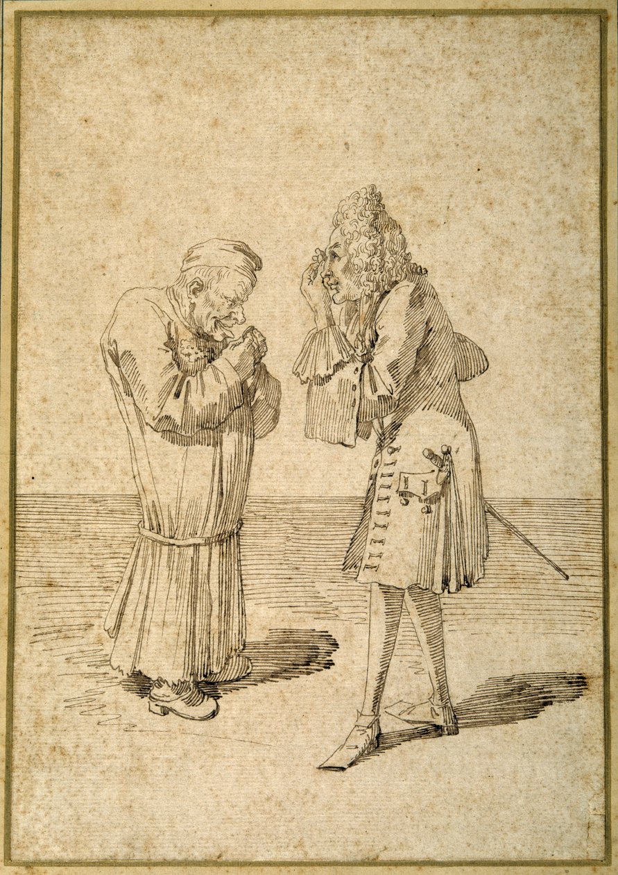 Baron Philip von Stosch visar en antik pärla till Sabbatini (penna och bläck på papper) av Pier Leone Ghezzi