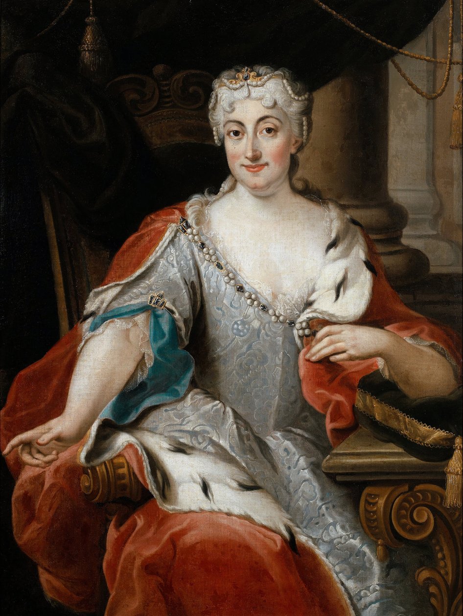 Marie-Clementine Sobieska (Marie Clementine) - Porträtt av Maria Clementina Sobieska (1702-1735) - Ghezzi, Pier Leone (1674-1755) - ca 1735 - Olja på trä - 115x86 - Wilanow Palace Museum av Pier Leone Ghezzi