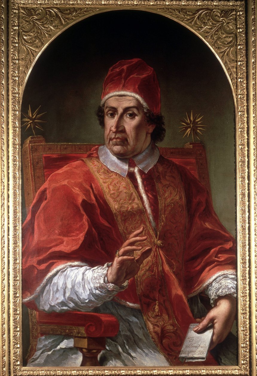 Porträtt av Clement XI (1649 - 1721) av Pier Leone Ghezzi. Roms museum. Rom av Pier Leone Ghezzi