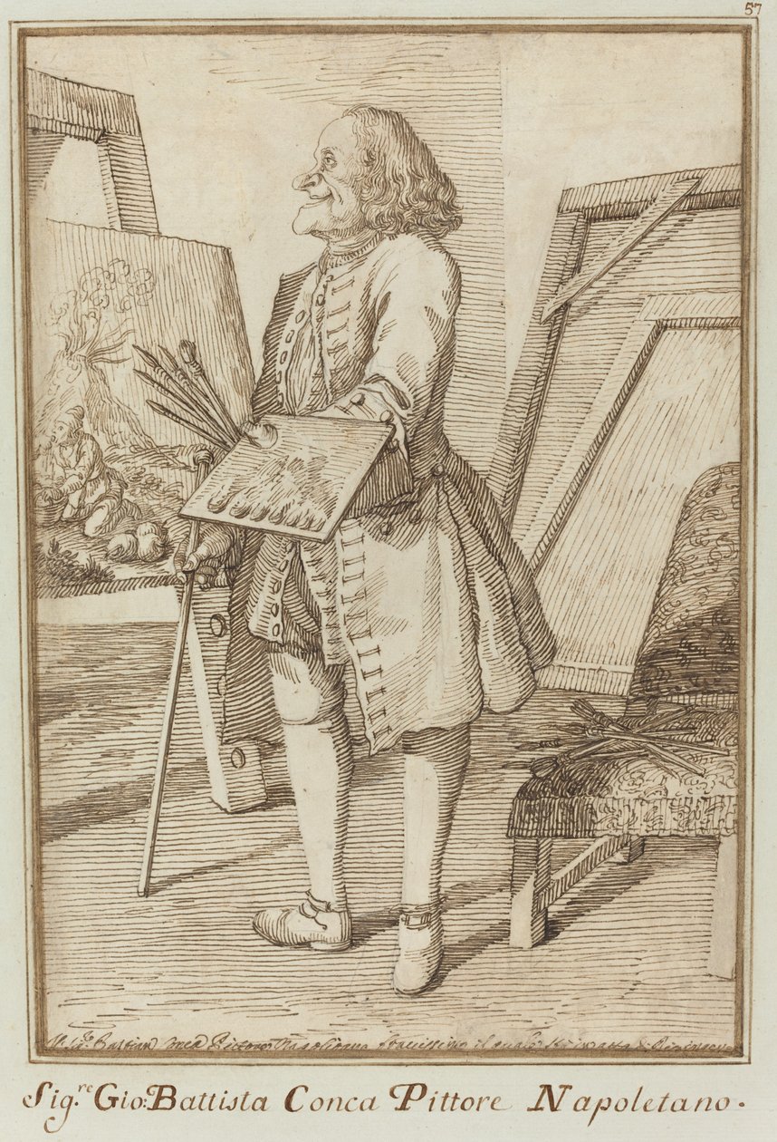 Signore Sebastiano Conca, napolitansk målare (Signore Sebastiano Conca, napolitansk målare) av Pier Leone Ghezzi