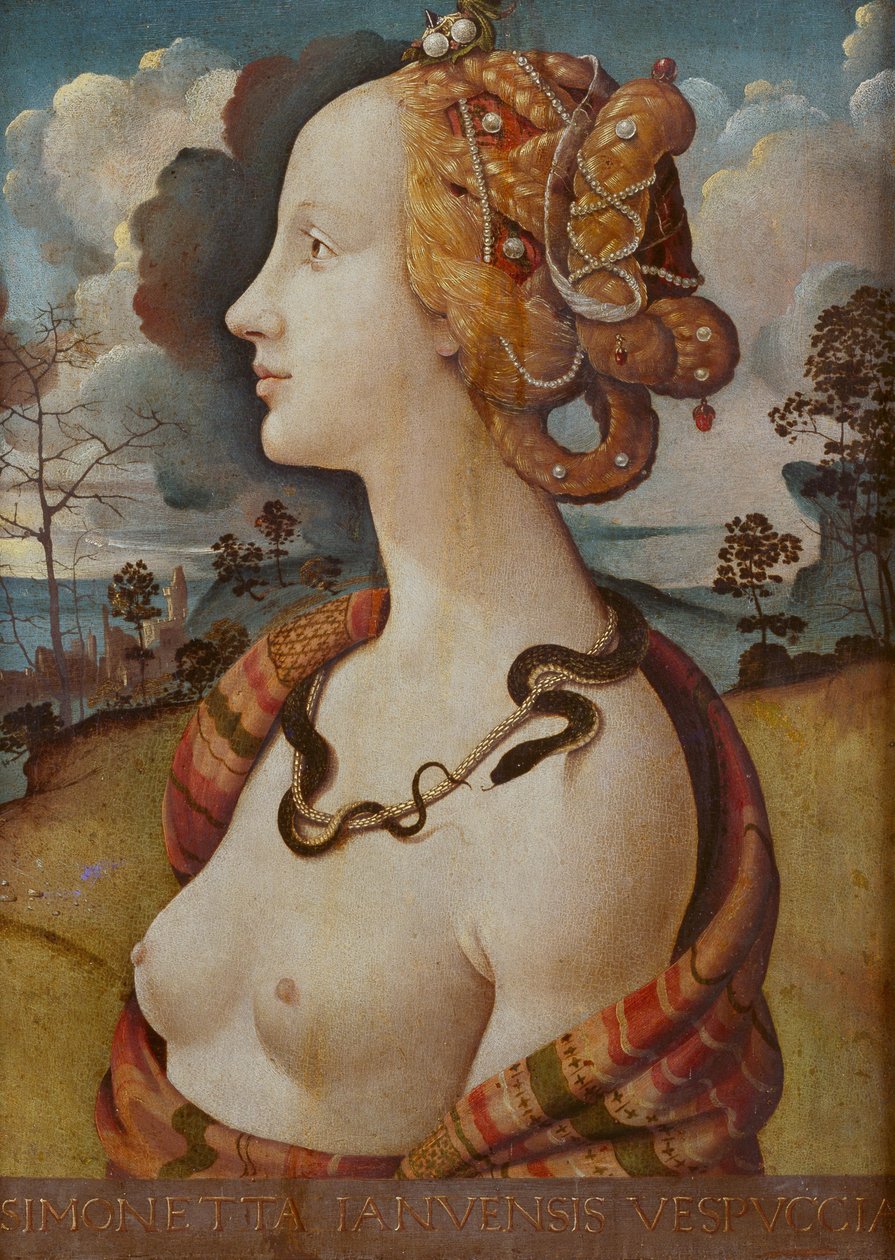 Porträtt av en kvinna sa om Simonetta Vespucci av Piero di Cosimo