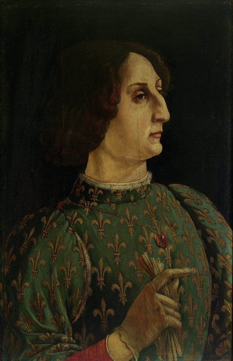 Porträtt av Galeazzo Mario Sforza (1444-76) ca 1471 (tempera på panel) (se även 50366) av Piero del Pollaiolo