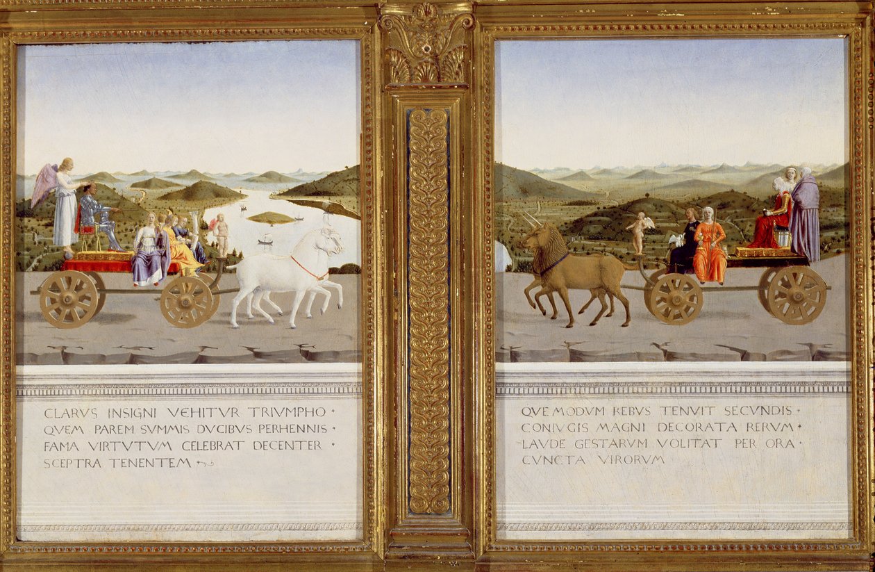 Allegoriska triumfer för Federico da Montefeltro, hertigen av Urbino och Battista Sforza av Piero della Francesca
