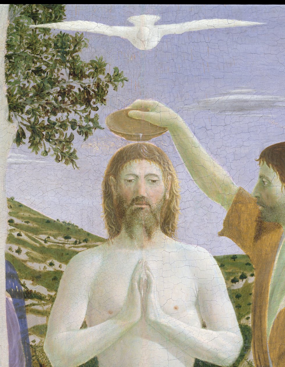 Kristi dop, 1450 ägg tempera på panel detalj av 26050 av Piero della Francesca