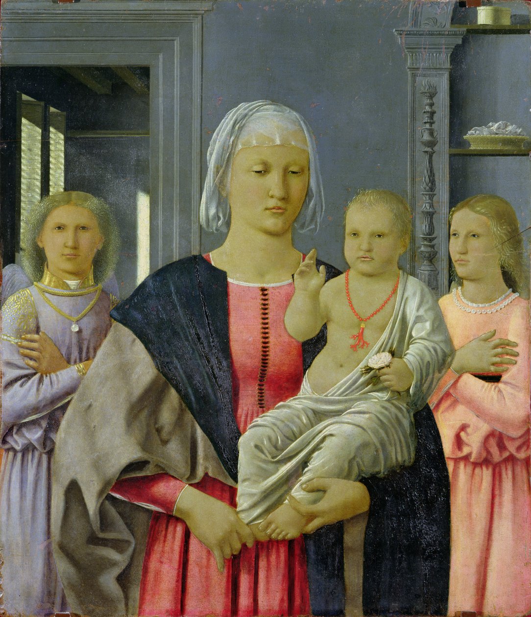 Madonna från Senigallia med barn och två änglar, ca 1470 (tempera på panel) av Piero della Francesca