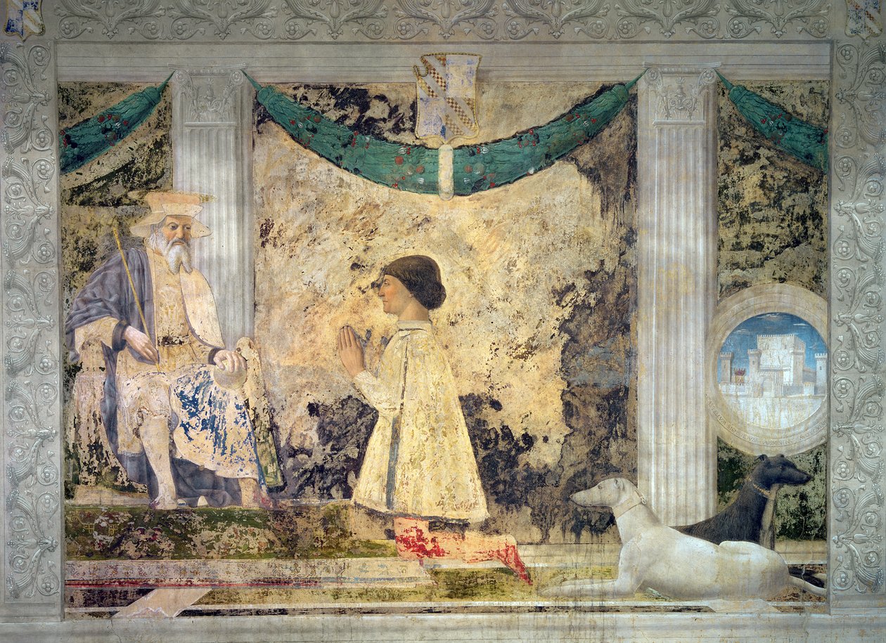 Sigismondo Malatesta (d.1468) knäböjer inför sin beskyddare, St. Sigismund av Bourgogne, 1451 av Piero della Francesca