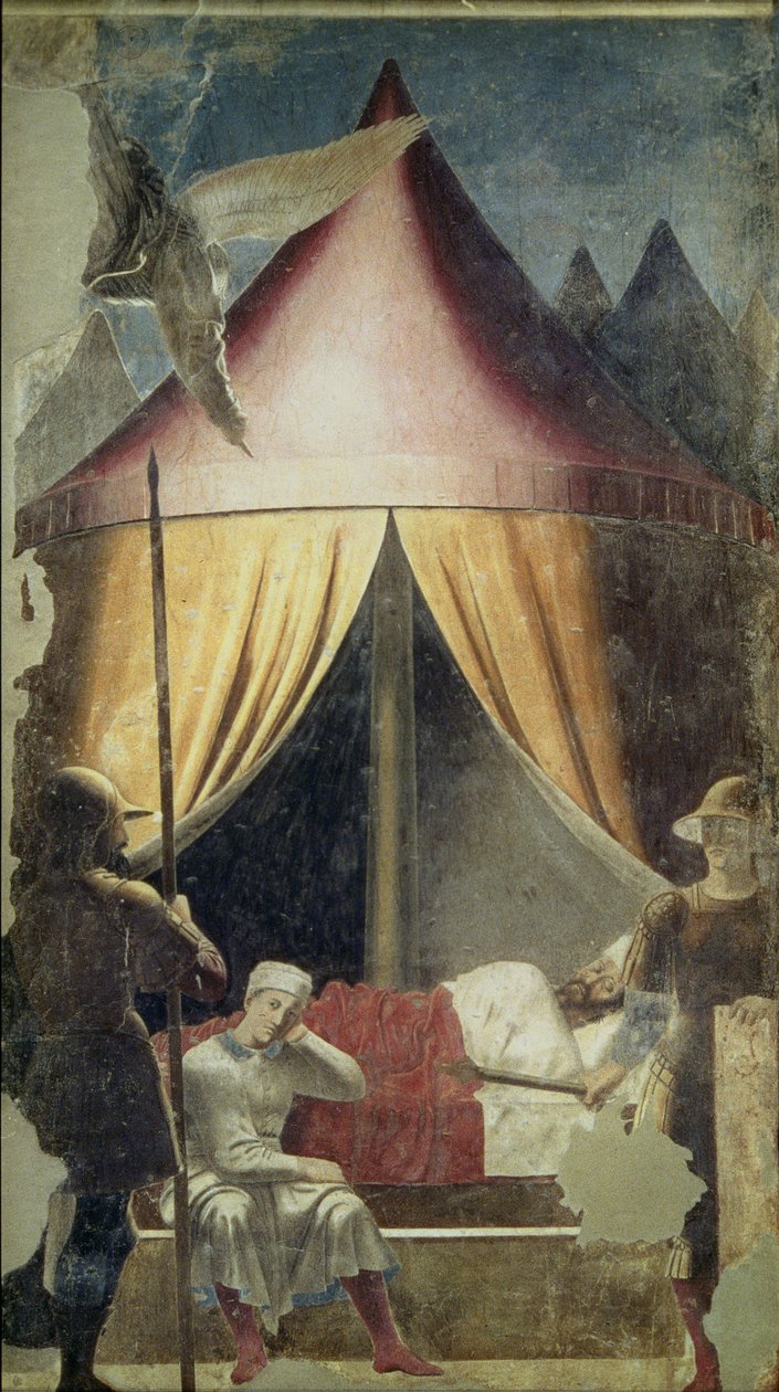 Konstantins dröm, från cykeln The Legend of the True Cross, avslutades 1464 av Piero della Francesca