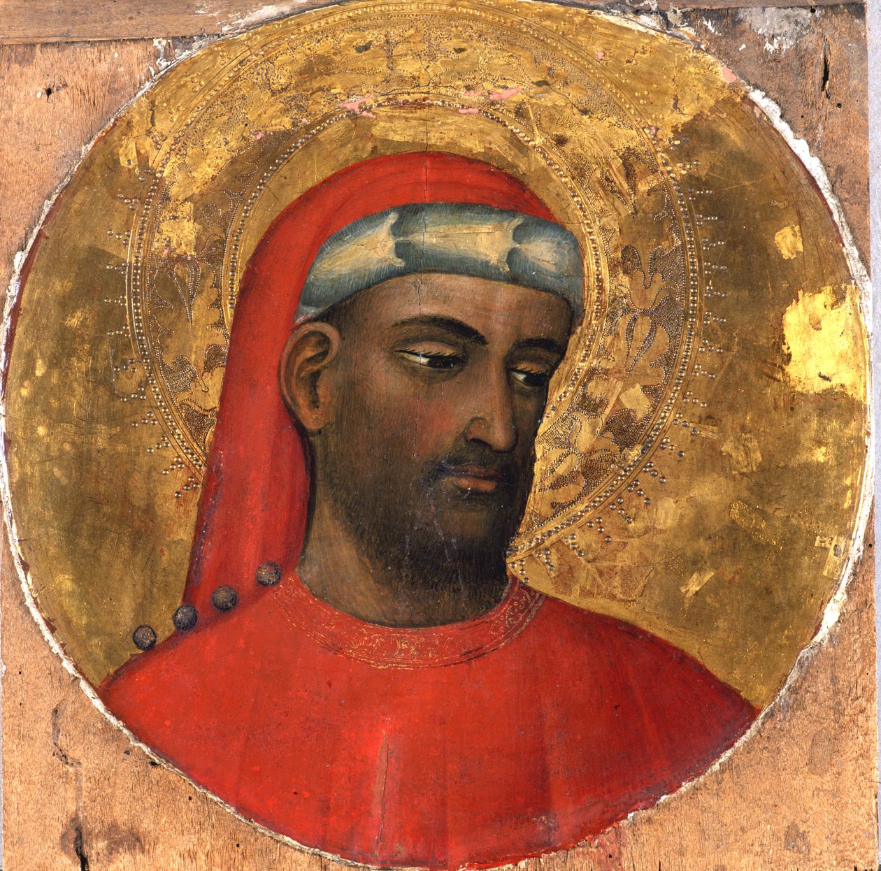 Tondo med ett porträtt av St. Kosmos, före 1420 (tempera på poppelträ) av Piero di Alvaro