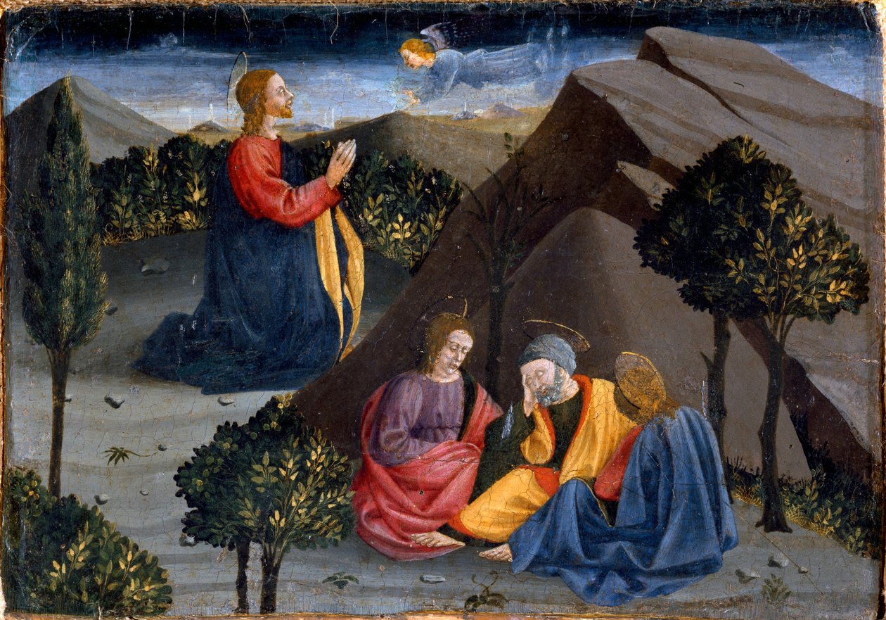 Polyptyk av Misericordia: bön i olivträdgården av Piero della (school of) Francesca