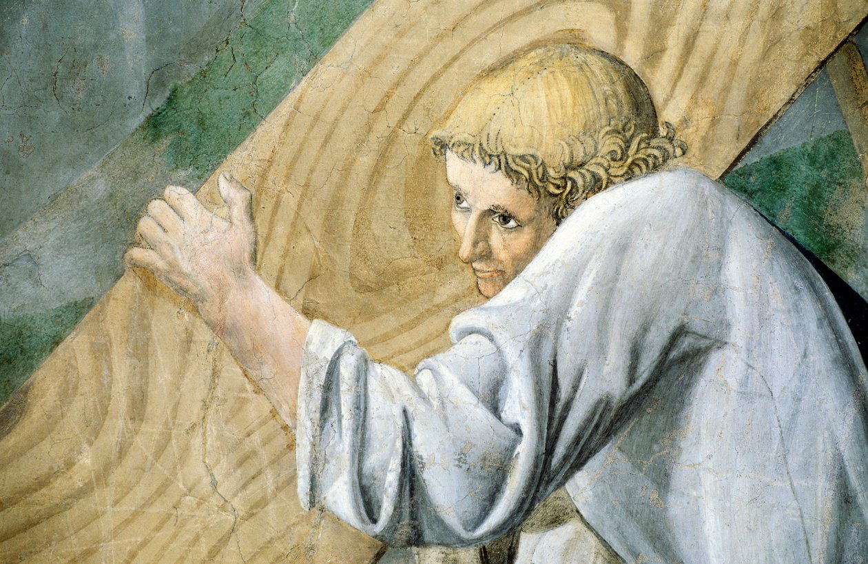 Detalj från Legenden om det sanna korset som visar transporten av den heliga skogen, av Piero della Francesca av Piero della Francesca