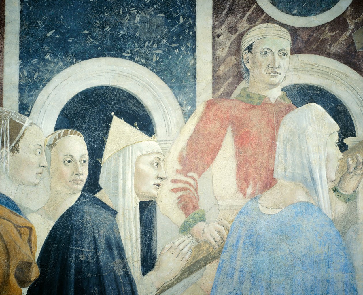 Detalj från Legend of the True Cross som visar upptäckt och verifiering av True Cross, av Piero della Francesca av Piero della Francesca