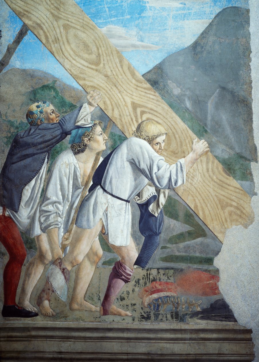 Detalj från legenden om det sanna korset som visar transport av heligt trä, av Piero della Francesca av Piero della Francesca
