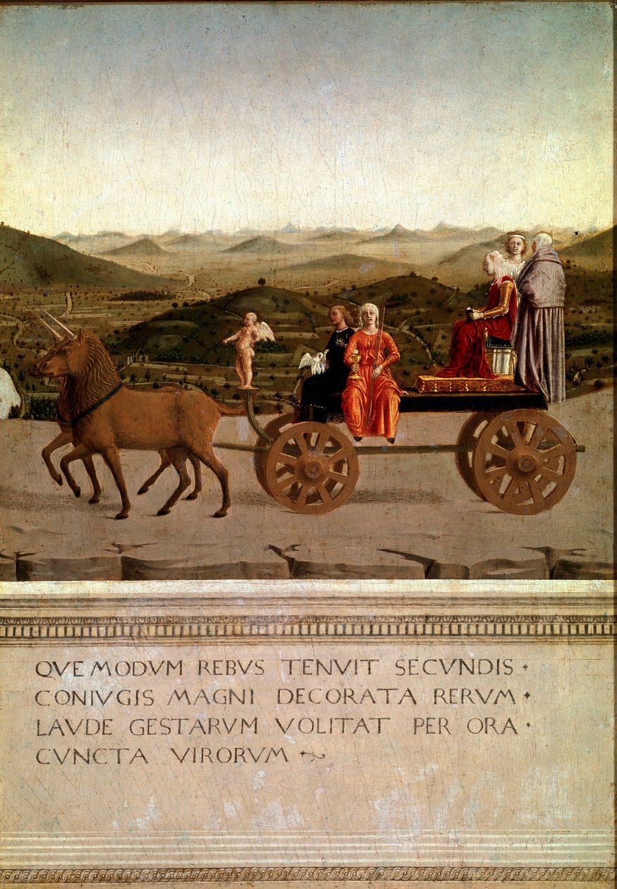Diptyk av triumf av Federico da Montefeltro och Battista Sforza, detalj (Tempera på trä av Piero della Francesca