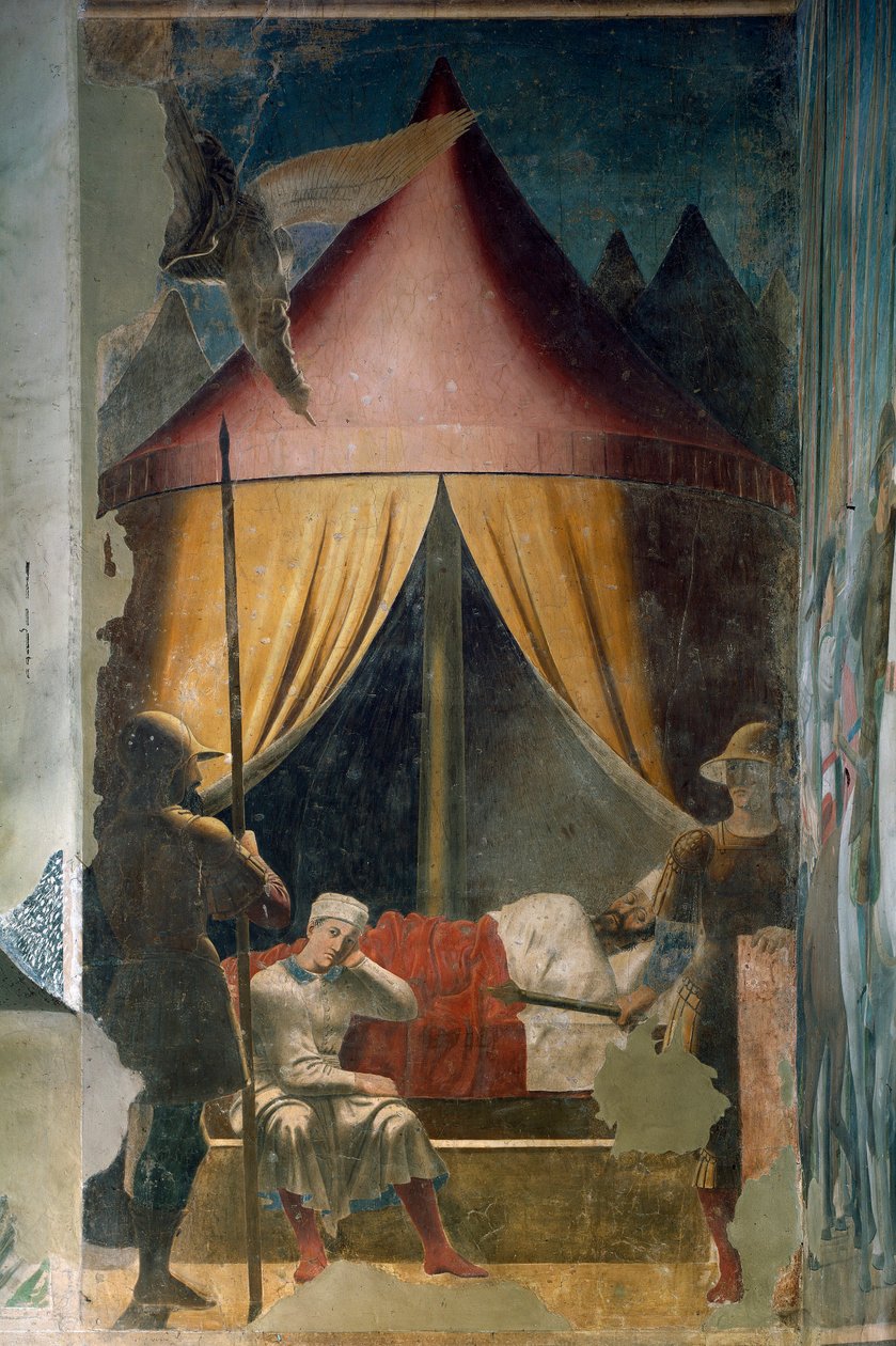 Det sanna korsets historia. Konstantins dröm. (fresk, mellan 1459-1466) av Piero della Francesca