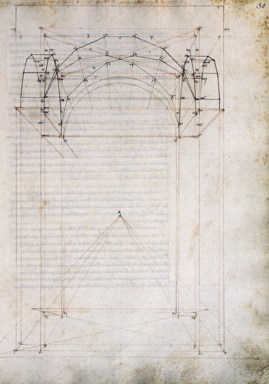 Perspektiv av gång med korsvalv, sida från De Prospectiva pingendi (Om målningens perspektiv), av Piero della Francesca (ca 1415-1492), Italien av Piero della Francesca