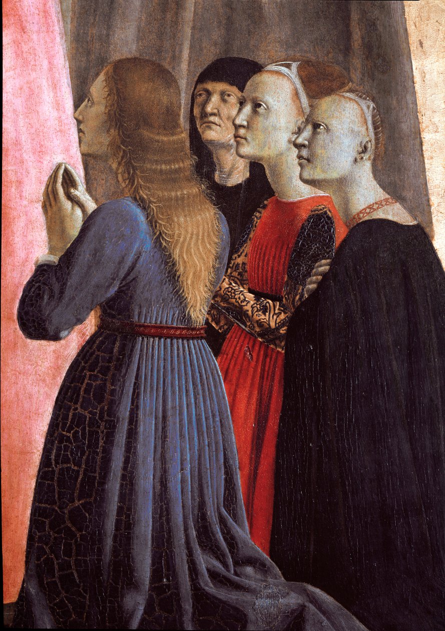Polyptyk av Misericorde: Jungfru av barmhärtighet, omgiven av helgon - Detalj - Trämålning av Piero della Francesca