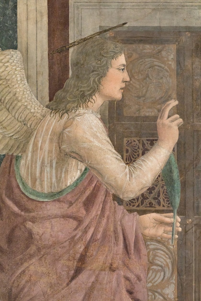 Bebådelsen, detalj av Berättelserna om det sanna korset (fresco) av Piero della Francesca