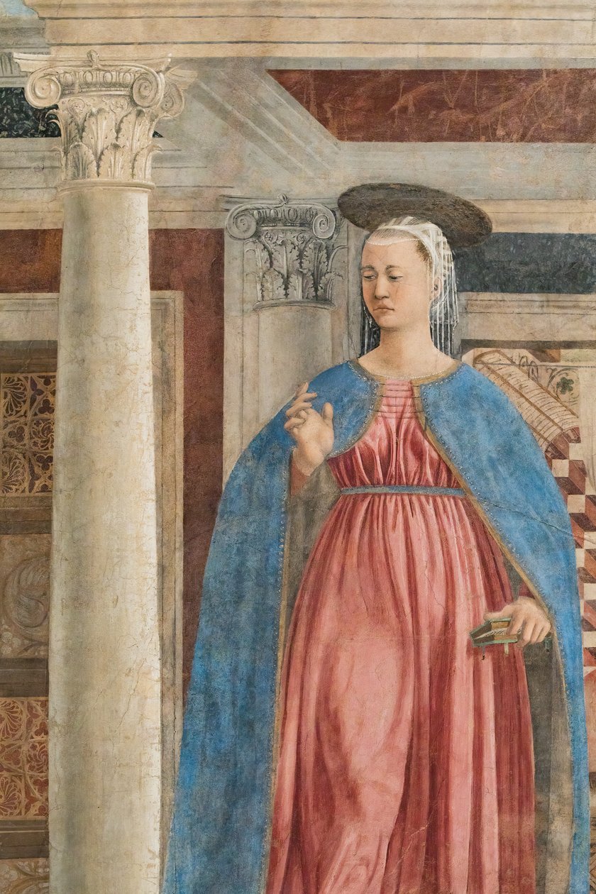 Bebådelsen, detalj av Berättelserna om det sanna korset (fresco) av Piero della Francesca