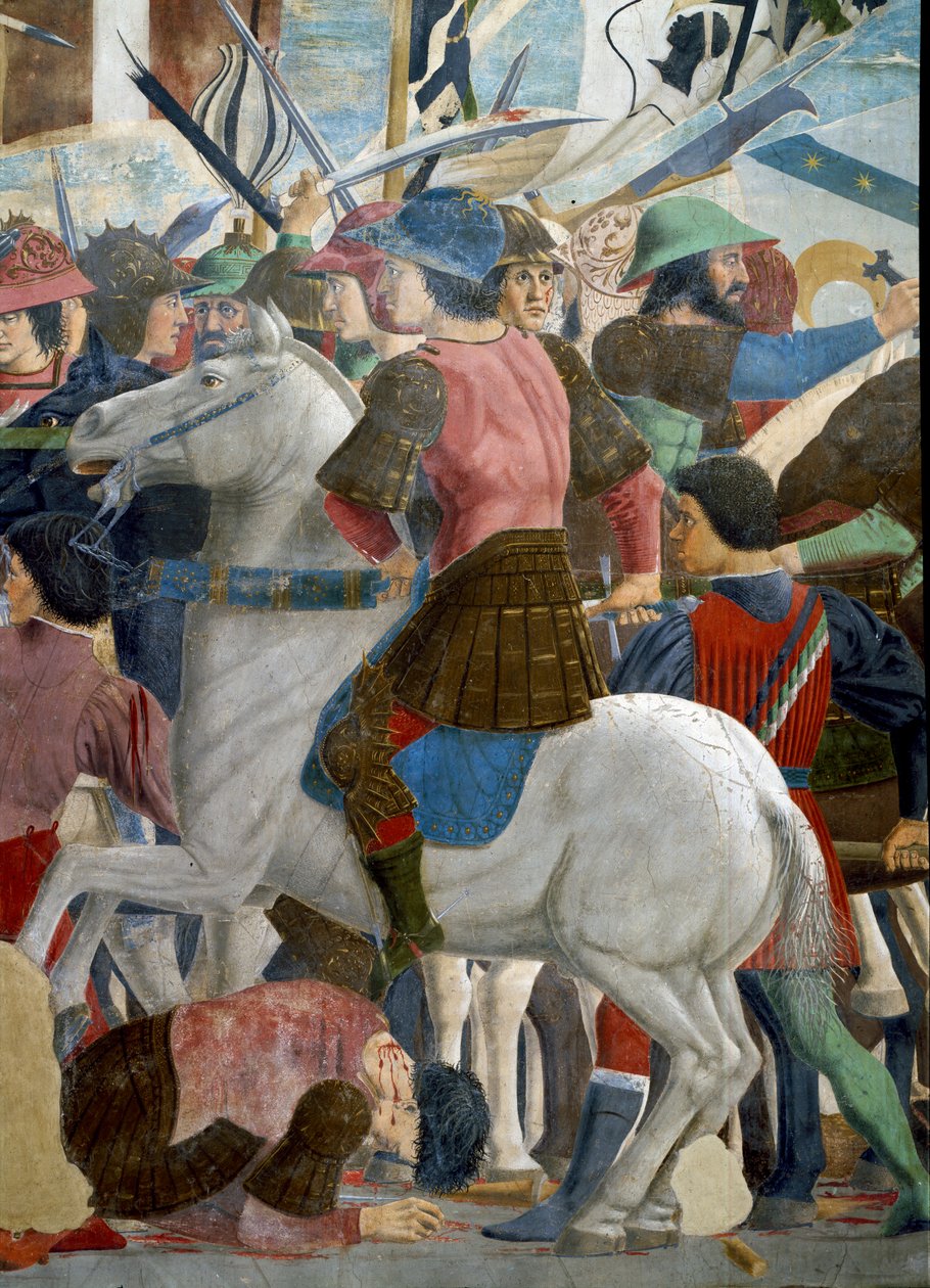 Legenden om det sanna korset, slaget vid Heraclius och Chosroes, avslutades 1464 (detalj) av Piero della Francesca