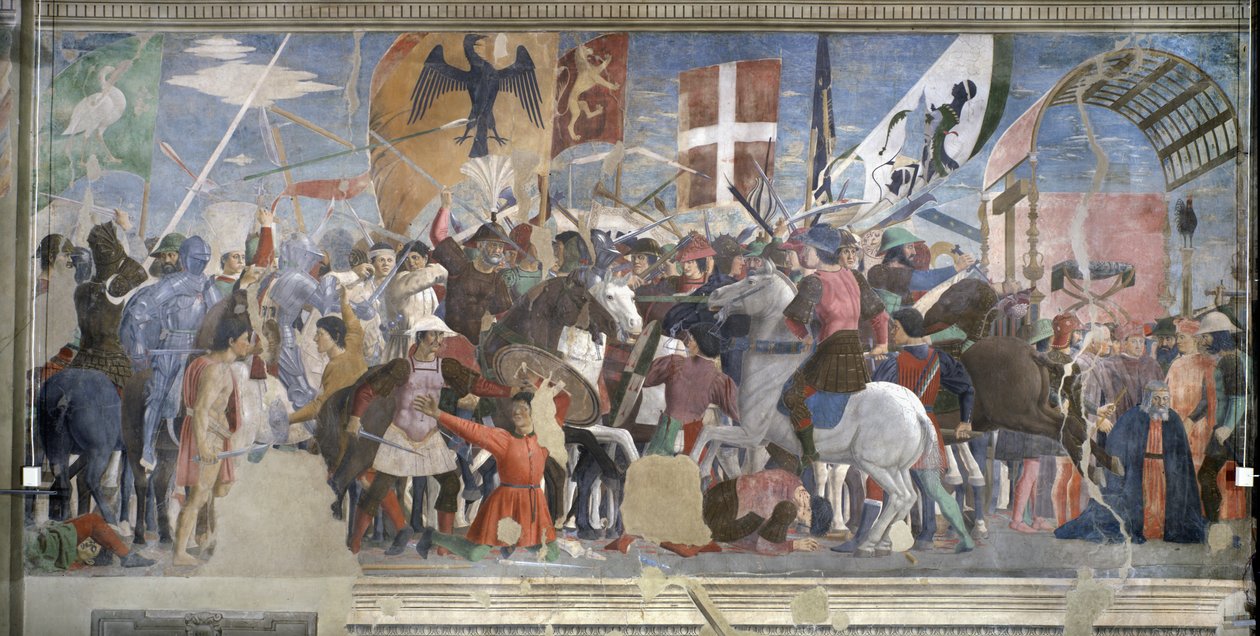 Heraclius seger och avrättningen av Chosroes, 628 AD, från den sanna korscykeln, avslutad 1464 av Piero della Francesca