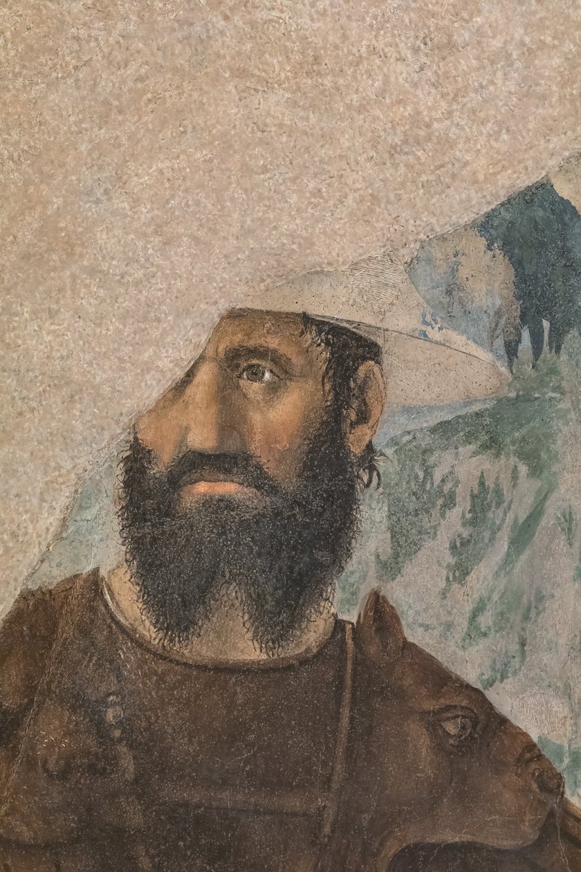 Konstantins seger över Maxentius, detalj med en soldat. av Piero della Francesca