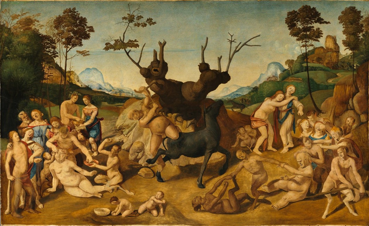 Italienska: Silenos historia, scen: Silenus olyckor av Piero di Cosimo