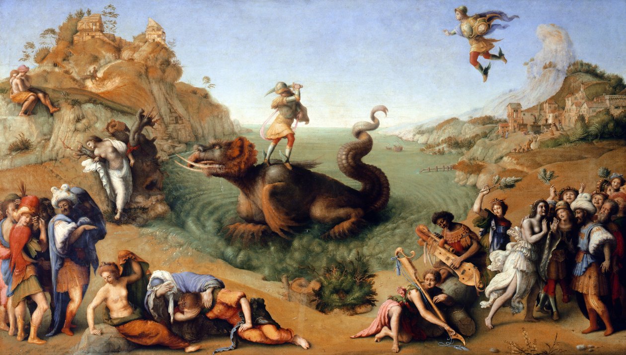 Perseus Freeing Andromeda (1510, olja på duk) av Piero di Cosimo