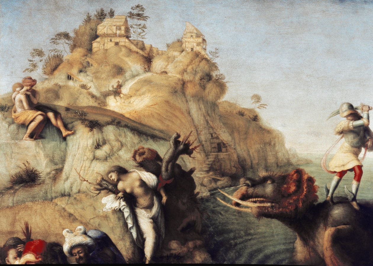 Perseus Freeing Andromeda, detalj (1510, olja på duk) av Piero di Cosimo