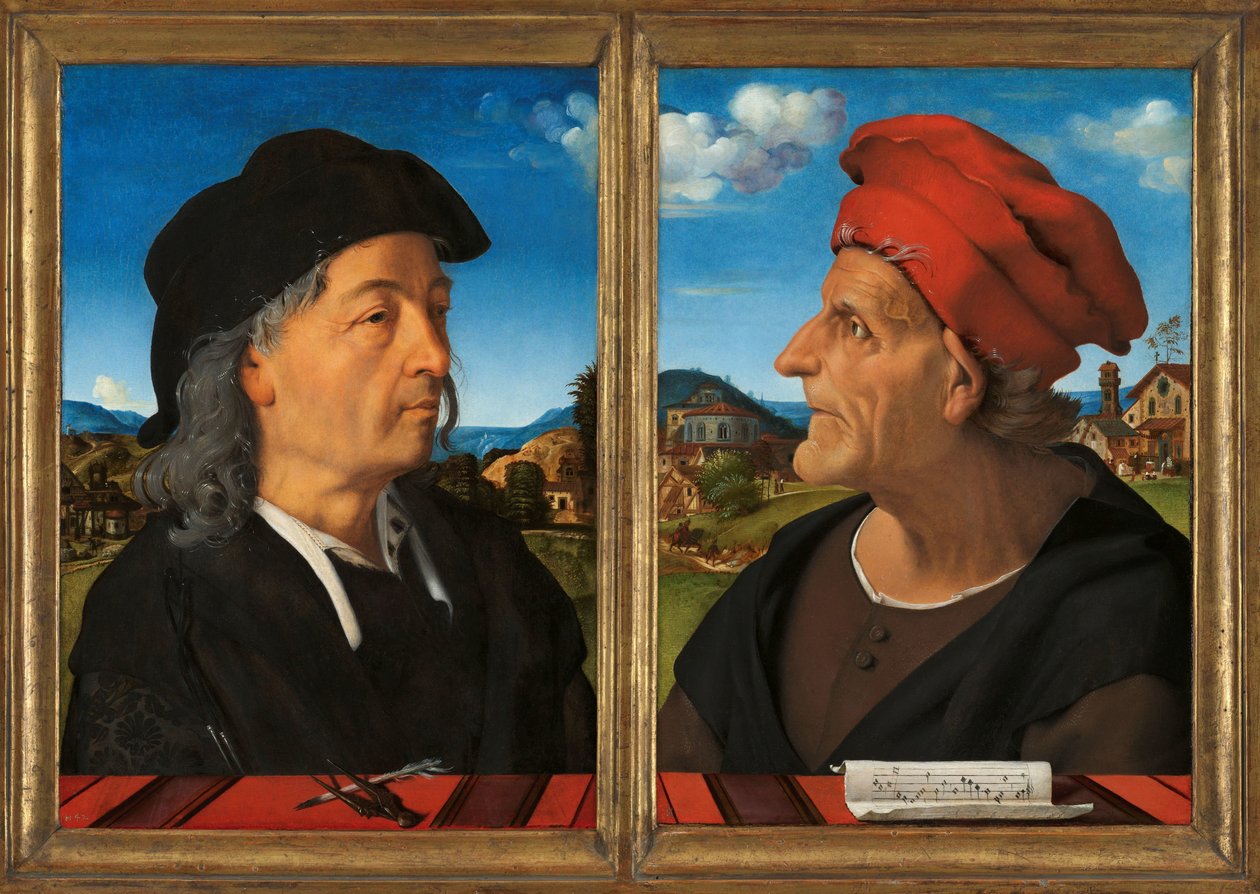 Porträtt av Giuliano och Francesco Giamberti da Sangallo Porträtt av Francesco Giamberti da Sangallo (ca 1404-1482), arkitekt en musicus av Piero di Cosimo