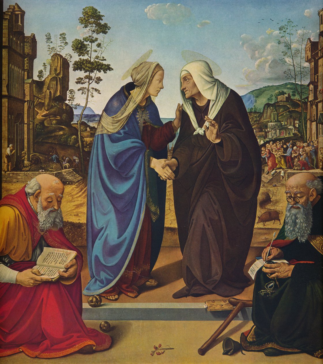 Besöket med Saints Nicholas och Anthony Abbot, c1489-1490 av Piero di Cosimo