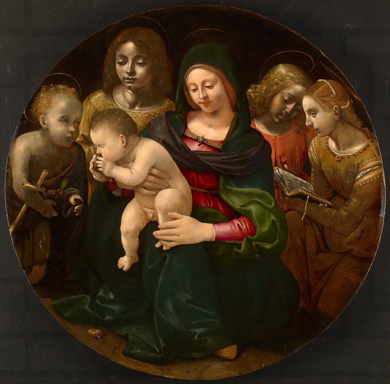 Jungfru Maria med barnet och den unge Johannes Döparen, Sankta Cecilia och änglar av Piero di Cosimo