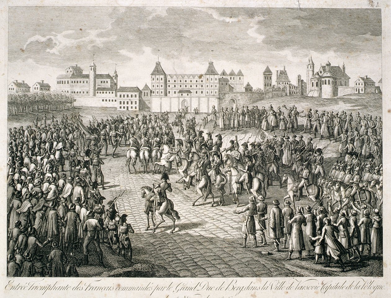 Fransmännens triumferande intåg i Warszawa 1806 under befäl av storhertig Berg, 1810 av Pierre Adrien Le Beau