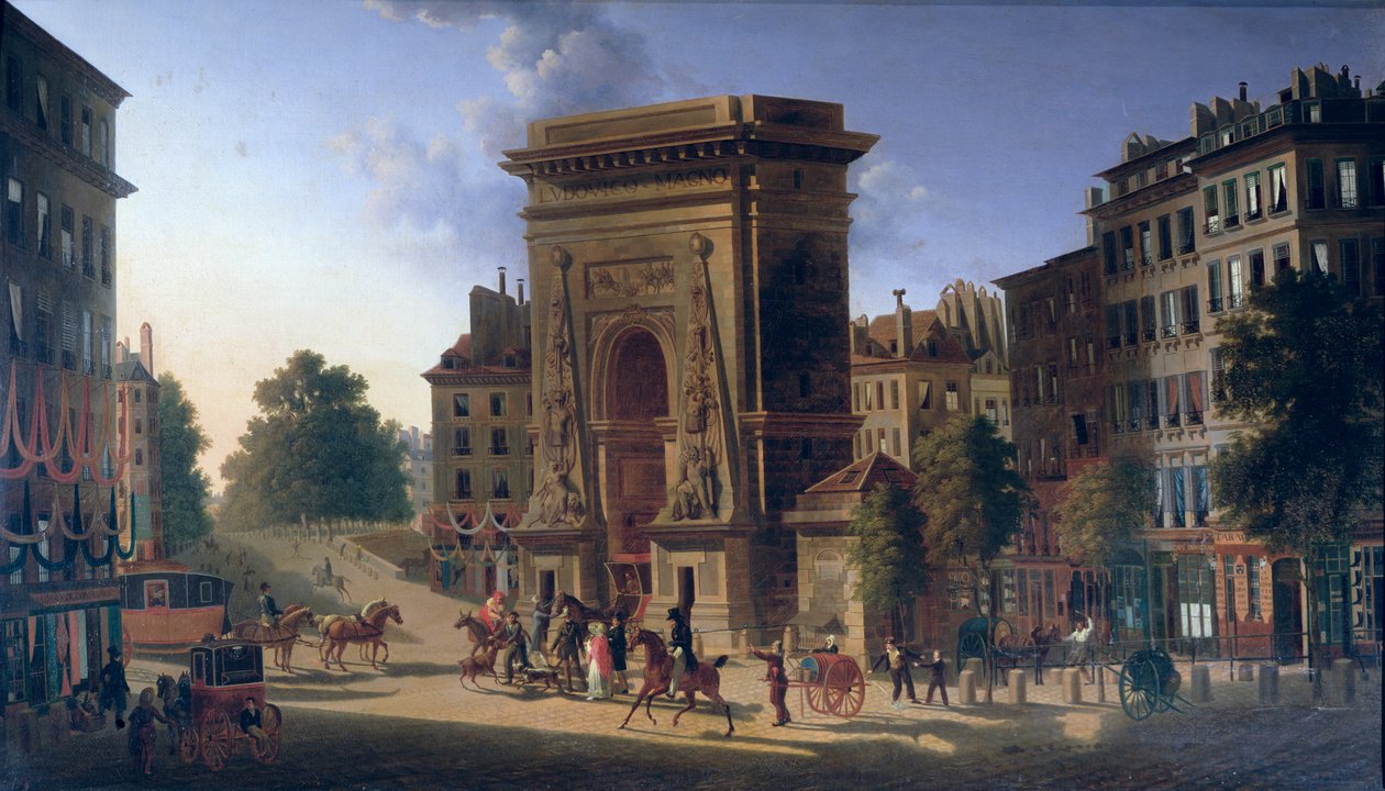 Utsikt över Porte St. Denis och Boulevard de Bonne Nouvelle av Pierre Alexandre Pau de Saint Martin