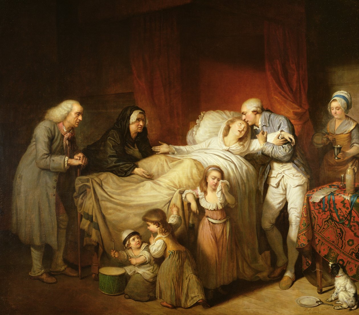 Den älskade fruns sista ögonblick, 1784 av Pierre Alexandre Wille