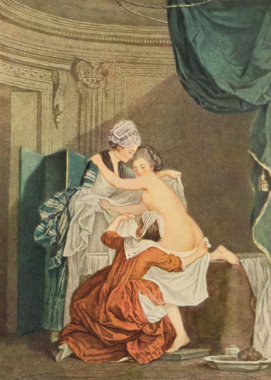 Badet, gravyr av Nicolas Francois Regnault av Pierre Antoine Baudouin