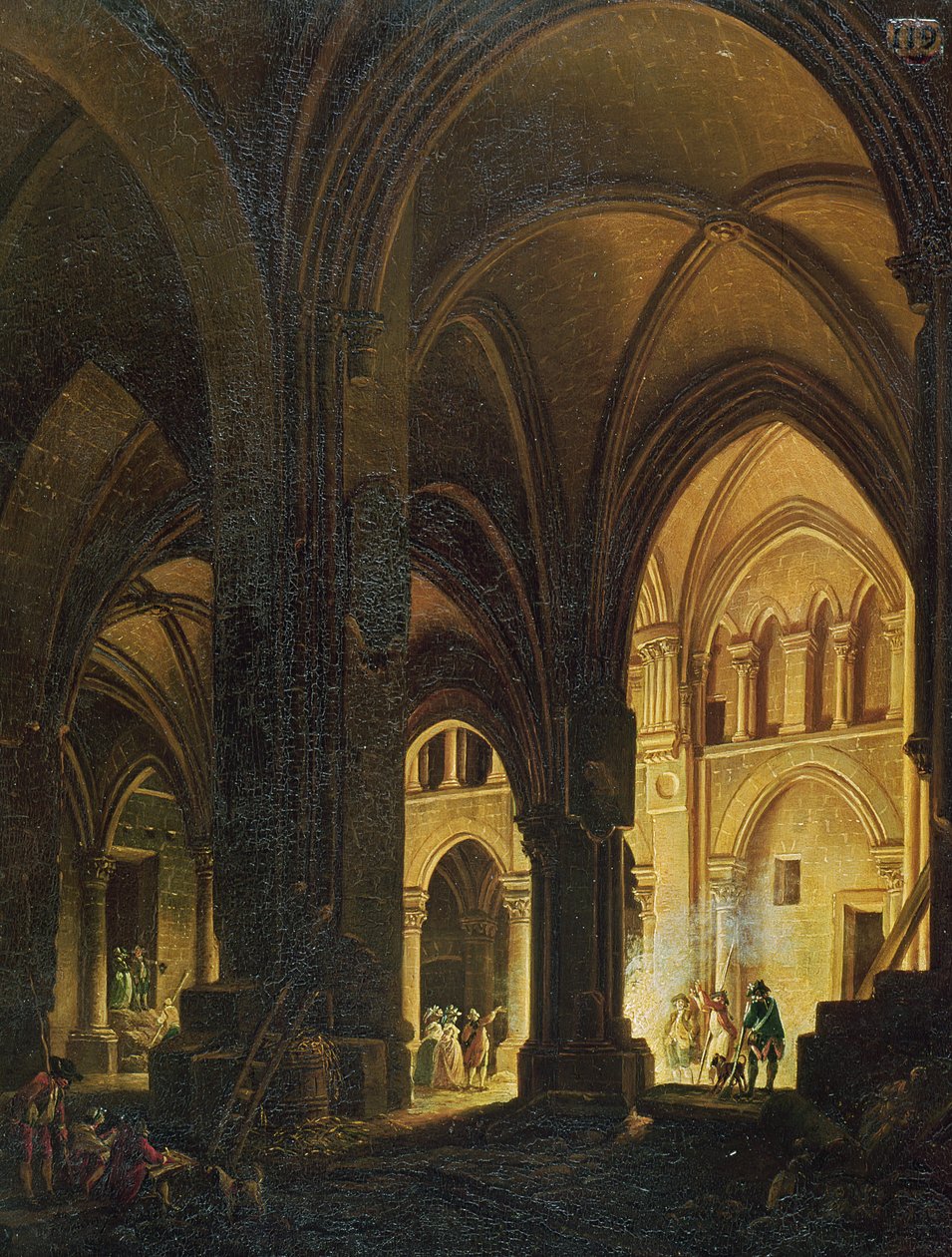 Interiör i Eglise des Saints-Innocents, Paris, efter 1789 av Pierre Antoine Demachy